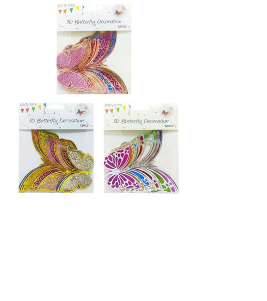 Imagen de Mariposa Metalizada Calada Doble Lamina Surtida x 12