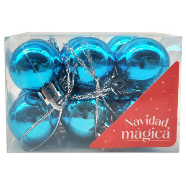 Imagen de Navidad Chirimbolo Metalizado Turquesa 3 cm x 12