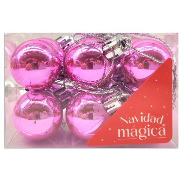 Imagen de Navidad Chirimbolo Metalizado Rosa 3 cm x 12
