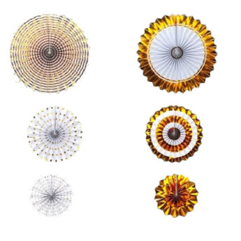 Imagen de Set Colgantes Abanico x 6 Blanco con Metalizado