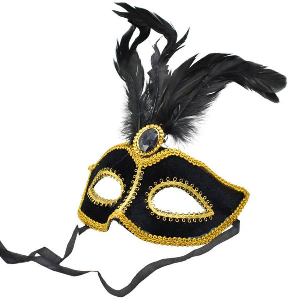 Imagen de Antifaz Terciopelo, Festón y Pluma