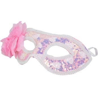 Imagen de Antifaz Rígido Lentejuelas y Flor