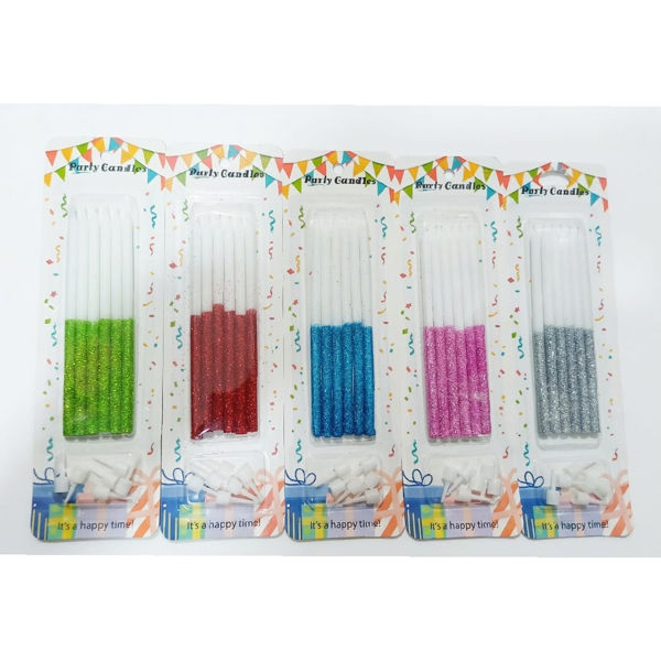 Imagen de Vela Bicolor con Brillantina x 6