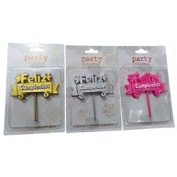 Imagen de Vela Plaqueta Feliz Cumpleaños con Pincho