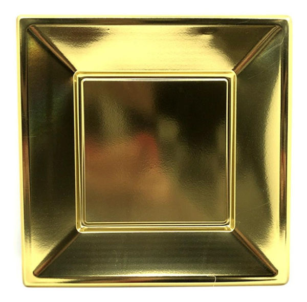 Imagen de Plato Plastico Metalizado Cuadrado x 10