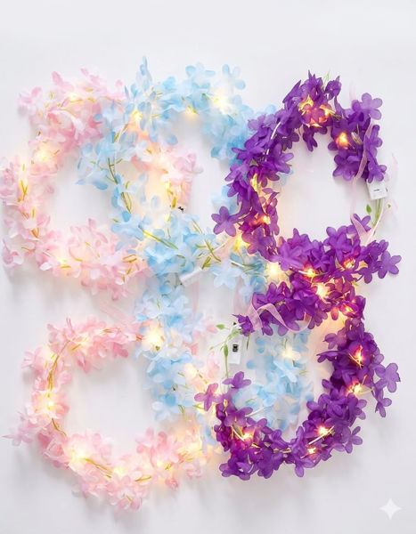 Imagen de Corona Flores Color con Luces