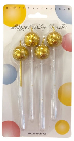 Imagen de Vela Pelota Fútbol Metalizada con Pincho x 4