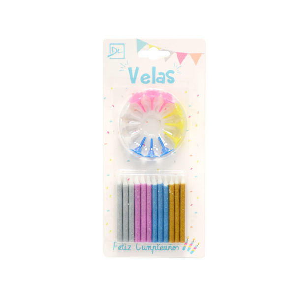 Imagen de Vela Cumpleaños con Glitter x 24