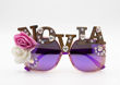 Imagen de Lentes Espejados Novia con Flores y Brillos