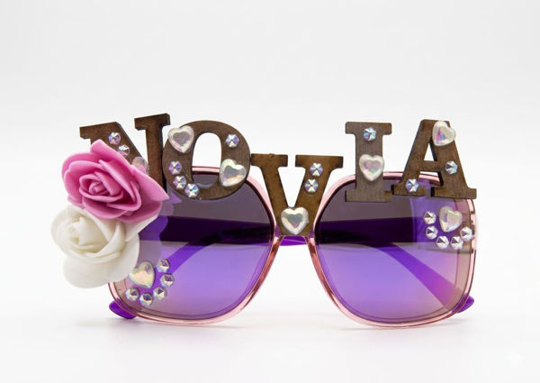 Imagen de Lentes Espejados Novia con Flores y Brillos