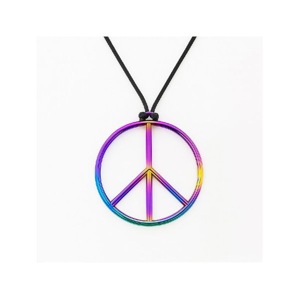 Imagen de Collar Cuerda con Simbolo Paz Tornasolado