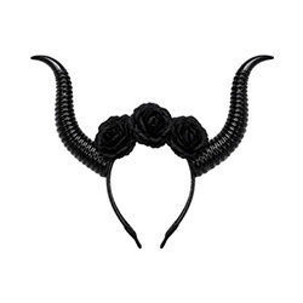 Imagen de Halloween Tiara Cuernos Grandes y Flores